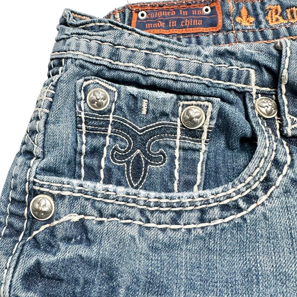 Rock Revival | Men | Duke Relaxed Straight Rocker Distressed Denim Jeans | Sz 32 - Picture 11 of 15